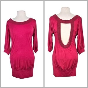 NWT Guess Jeans Barbie Pink Y2K Sparkly Cutout Back Mini Dress